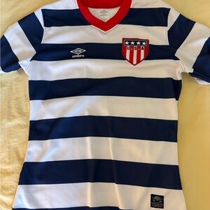 Umbro Women’s Striped Blue and White Soccer Jersey
